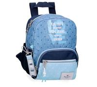 Pepe Jeans Joumma Bags - Zaino da scuola, blu e rosa, in poliestere, spallacci regolabili, per un comodo trasporto, vari scomparti, con portachiavi pompon, blu, Taglia unica, Zaino passeggiata