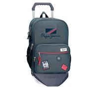 Pepe Jeans Kay Zaino Scuola Doppio Scomparto con Trolley Blu 30x40x12 cm Poliestere 15,6L