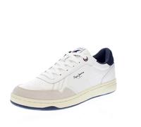 Pepe Jeans Kore Brit - Sneakers Basse In Pelle Bianco - Taglia 45 [29cm] Scarpe