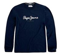 Pepe Jeans London Eggo Long N Maglietta a manica lunga per uomo, vestibilità regular fit, 100% Cotone, collo rotondo con logo sul petto, Navy