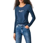 Pepe Jeans New Virginia Maglietta per Donna Slim Fit Maniche Lunghe, Blu (Navy), XL