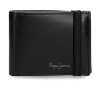 Pepe Jeans Luton Portafoglio con fascia elastica Nero 11,5x8,5x1 cm Pelle by Joumma Bags