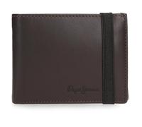 Pepe Jeans Luton Portafoglio con nastro elastico Marrone 11,5x8,5x1 cm Pelle by Joumma Bags