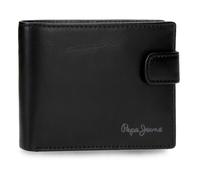 Pepe Jeans Luton Portafoglio Orizzontale con Chiusura a Clic Nero 11x8,5x1 cm Pelle by Joumma Bags