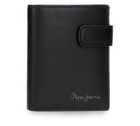 Pepe Jeans Luton Portafoglio Verticale con Chiusura a Clic Nero 8.5x10.5x1cm Pelle by Joumma Bags
