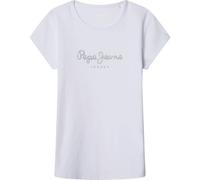 Pepe Jeans Maglietta Hana Glitter N Bambina, Bianco (Bianco), 8 Anni