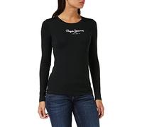 Pepe Jeans New Virginia Maglietta per Donna Slim Fit Maniche Lunghe, Nera, S