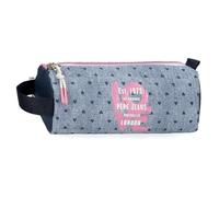Pepe Jeans Noni Denim Custodie, Borse, Borse, Blu e Rosa, Organizzare e Portare Raccolte Matite e Penne, Vari Scomparti. Joumma Bags, Denim, Astuccio rotondo