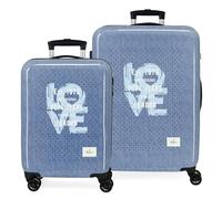 Pepe Jeans Noni Denim Set di valigie blu 55/65 cm Rigido 6 kg Chiusura a combinazione laterale ABS 6 kg 91L Bags by Joumma Bags, blu, Taglia unica, Set di valigie