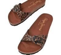 Pepe Jeans OBAN LEOPARD, Sandali piatti Donna, Marrone Scuro, 35 EU
