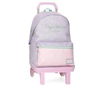 Pepe Jeans Renata Zaino scuola zaino per bambini realizzato in poliestere, spalline larghe e regolabili che si adattano, tasca frontale. Joumma Bags, Viola, Taglia unica, Zaino 42 + carrello