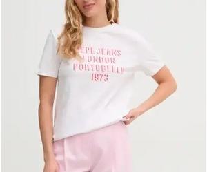 Pepe Jeans Ruby White T-Shirt M/M Bianca Stampa Rosa Donna PL506027 800