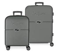 Pepe Jeans Set Valigia Accent Nero 55/70 cm ABS Rigido Chiusura TSA Integrata 116L 7,54 kg 4 Doppie Ruote Bagaglio a Mano