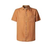 Pepe Jeans, ,Shirts ,Uomo ,Arancione ,M Camicia a Maniche Corte in Lino e Cotone
