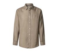 Pepe Jeans, ,Shirts ,Uomo ,Marrone ,L Camicia Beige in Lino e Cotone