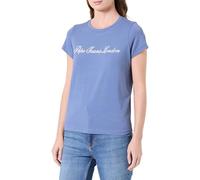 Pepe Jeans T-Shirt da Donna con Logo W Basic Stretch, Blu (Blu Mare), M