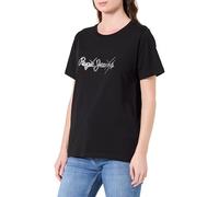 Pepe Jeans T-Shirt da Donna W Bright Logo, Nero (Nero)., S