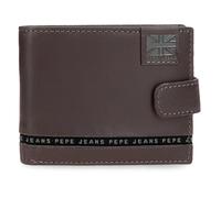 Pepe Jeans Tape Portafoglio Orizzontale con Chiusura a Click Marrone 11x8,5x1 cm Pelle by Joumma Bags, marrone, Taglia unica, Portafoglio orizzontale con chiusura a click