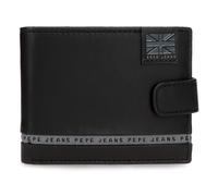 Pepe Jeans Tape Portafoglio Orizzontale con Chiusura a Click Nero 11x8,5x1 cm Pelle by Joumma Bags, Nero, Taglia unica, Portafoglio orizzontale con chiusura a click