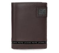 Pepe Jeans Tape Portafoglio Verticale con Porta carte di credito Marrone 8,5x10,5x1 cm Pelle by Joumma Bags, marrone, Taglia unica, Portafogli verticale con porta carte