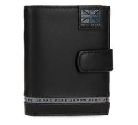 Pepe Jeans Tape Portafoglio Verticale con Porta carte e Chiusura a Click Nero 8,5 x 10,5 x 1 cm Pelle by Joumma Bags, Nero, Taglia unica, Portafoglio verticale con porta carte e chiusura a click