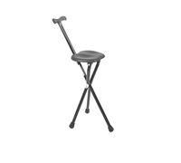 PEPE Mobility Bastone con Seduta Pieghevole per Anziani (Altezza 87 cm, 3 Piedi), Sgabello da Passeggio in Alluminio, Seggiolino Nero, Non Regolabile