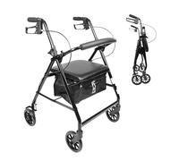 PEPE Mobility - Deambulatore per Anziani 4 Ruote, con Seduta, Pieghevole, Carrello Regolabile in Altezza