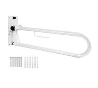 PEPE Mobility Maniglione Bagno Disabili Ribaltabile (75 cm, x1 Unità), con Portarotolo, Maniglia Supporto Sicurezza, Sbarra Muro