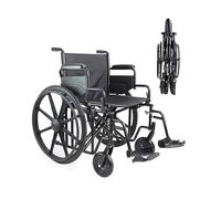 PEPE Mobility Sedia a Rotelle Bariatrica Pieghevole (225 Kg), Carrozzina Robusta per Taglie Forti, Struttura Larga in Acciaio, con Freni