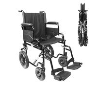 PEPE Mobility - Sedia a Rotelle Pieghevole Leggera da Trasporto (Robusta Struttura in Acciaio), Carrozzina per Disabili ed Anziani, Compatto e Richiudibile