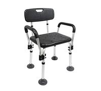 PEPE - Sedia Doccia Anziani con Braccioli, Antiscivolo, Sedile Vasca, Sgabello Montaggio Senza Utensili (Nero, 85 x 53,5 x 47 cm)