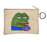 Pepe The Frog Drinking Juice - Portamonete con portachiavi, colore: Beige