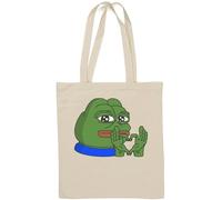 Pepe The Frog Hand Heart Meme Art - Borsa tote in cotone naturale, colore: Bianco