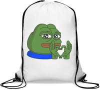 Pepe The Frog Hand Heart Meme Art Gym Sack Casual Drawstring Bag Bianco