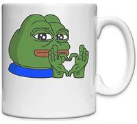 Pepe The Frog Hand Heart Meme Art Tazza in Ceramica Bianca Bianca One Size