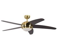 Pepeo GmbH Melton Ventilatore da Soffitto 13422010132 con Telecomando Incluso, Rivestimento di Color Ottone, Pale marrone scuro Wanaque, 132 cm