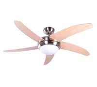 Pepeo Gmbh Ventilatore da Soffitto Makkura Cromo Spazzolato/Acero con Luce Senza Comandi 132 Cm