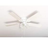 Pepeo Ventilatore a soffitto Kisa Deluxe da 105 cm bianco Ala bianca/acero con illuminazione e interruttore a tirare