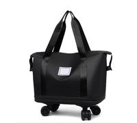 Pepepo Travel Bag with Wheels, 2025 New Large Capacity Travel Bag - Universal Wheel Removable, Large Capacity Wide-Open Travel Cosmetic Bag, Expandable Foldable, Rolling with Wheels (Black)
