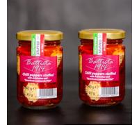 Peperoncini Ripieni con Quartirolo Lombardo DOP Sott'Olio - Autentico Antipasto Italiano (2 vasi 140 gr)
