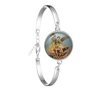 PEPIFY Braccialetto alla moda Arcangelo San Michele Protect Me Saint Shield Protection Charm Russo Orhodox Bangle Gioielli per Santo Regalo