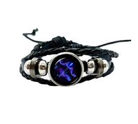 PEPIFY Braccialetto di cuoio dello zodiaco 12 costellazioni degli uomini tessuti a mano colorato cielo stellato costellazione cristallo cupola braccialetto all'ingrosso, Large, Gemma