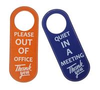 PEPLAYTAL 2 Pezzi Cartello Doppia Faccia PU per Privacy Ufficio e Meeting Quiet in Meeting Please Out Of Office Facile Installazione Compatibile con Vari Tipi Porte Elegante Decorazione per