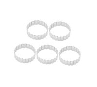 PEPLAYTAL 5 pezzi Stampini per Biscotti in Acciaio Forma Rotonda con Dentellatura per Tagliare Pasta Frolla Fondente e Pane Utensili da Forno Versatili per Dolci e Snack Fatti in Casa