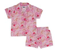 Peppa Pig, 100% Cotone con Bottoni Pigiama a Maniche Corte, Pink, 6-7 Anni: 122cm, Rosa