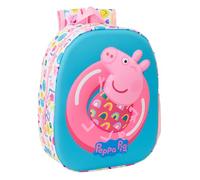 PEPPA PIG 3D - Zaino scolastico, con design 3D, adattabile al carrello, ideale per bambini di diverse età, comodo e versatile, qualità e resistenza, 27 x 10 x 33 cm, Bianco, rosa, blu, M, Casual