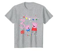 Peppa Pig And George, Today I Am 3rd Birthday Maglietta, Bambini, Grigio Melange, 10 Anni