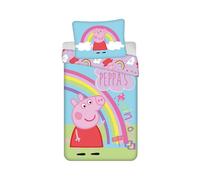 Peppa Pig Arcobaleno Singolo Copripiumino Ue Federa 100% Cotone per Bambini