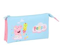 PEPPA PIG - Astuccio triplo, astuccio per bambini, ideale per bambini in età scolastica, comodo e versatile, qualità e resistenza, 22 x 3 x 12 cm