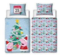 Peppa Pig Babbo Junior Set Copripiumino Natale Albero Bambini Letto Reversibile